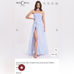 Miss Circle Strapless Light Blue Gown
